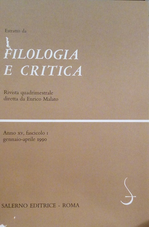 FILOLOGIA E CRITICA - ANNO XXV - 1990