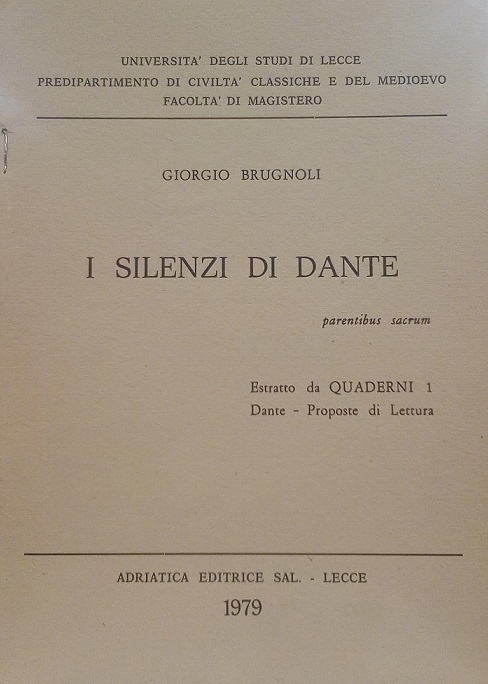 I SILENZI DI DANTE - ESTRATTO DA "QUADERNI" 1, DANTE-PROPOSTE …