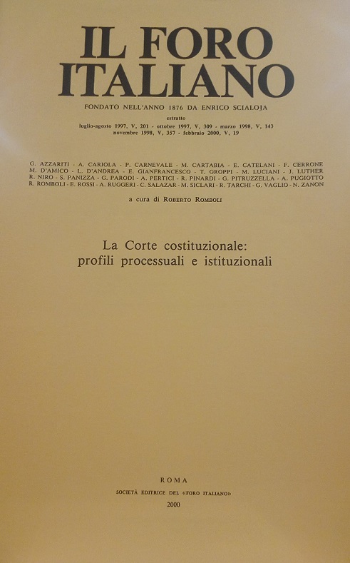 LA CORTE COSTITUZIONALE: PROFILI PROCESSUALI E ISTITUZIONALI - ESTRATTO DA …