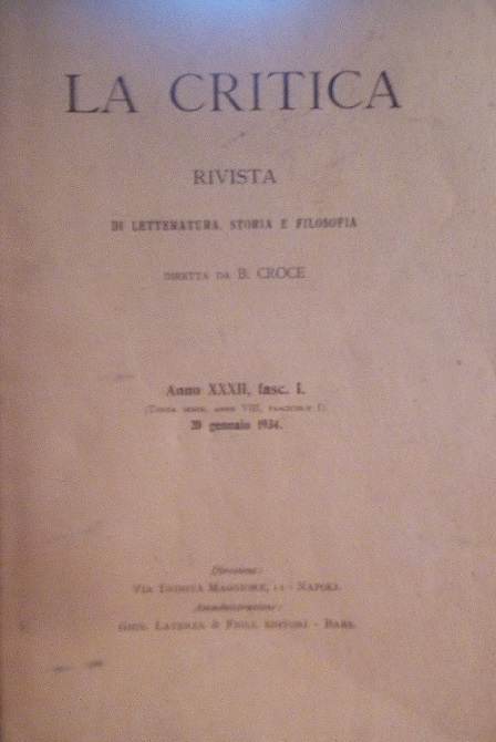 LA CRITICA - RIVISTA DI LETTERATURA, STORIA E FILOSOFIA DIRETTA …