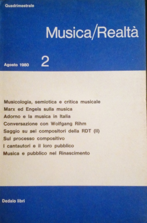 MUSICA/REALTA' - AGOSTO 1980, NUMERO 2