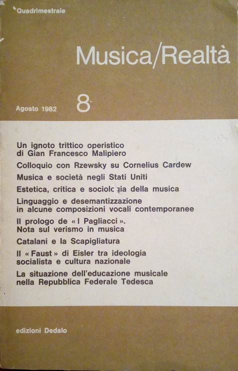 MUSICA/REALTA' - AGOSTO 1982, NUMERO 8
