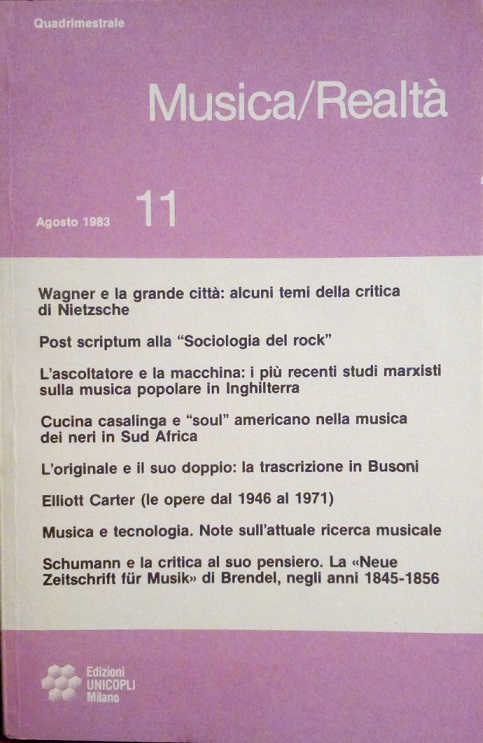 MUSICA/REALTA' - AGOSTO 1983, NUMERO 11