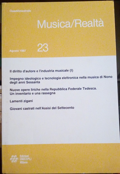 MUSICA/REALTA' - AGOSTO 1987, NUMERO 23