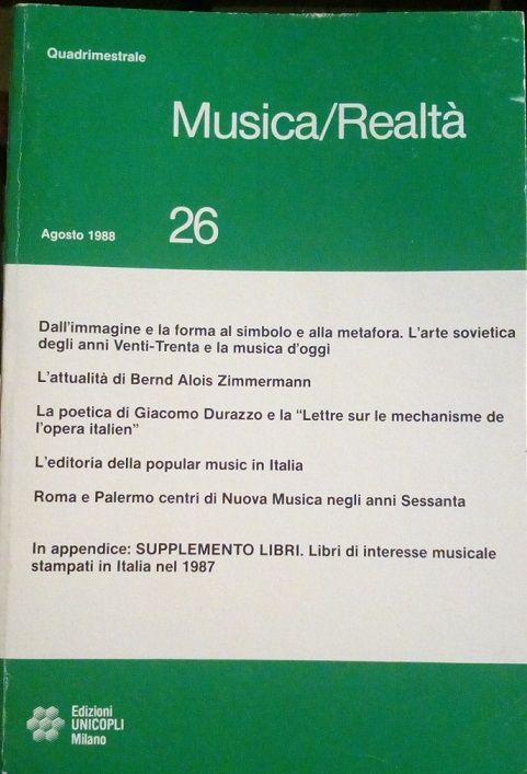 MUSICA/REALTA' - AGOSTO 1988, NUMERO 26