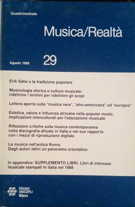 MUSICA/REALTA' - AGOSTO 1989, NUMERO 29