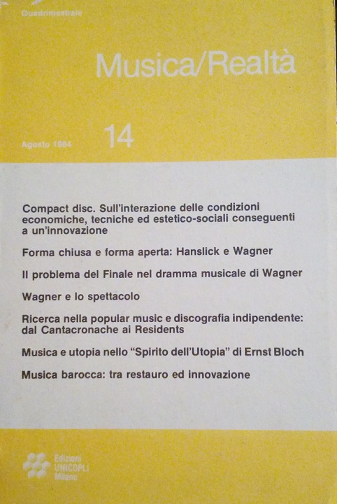 MUSICA/REALTA' - APRILE 1984, NUMERO 14