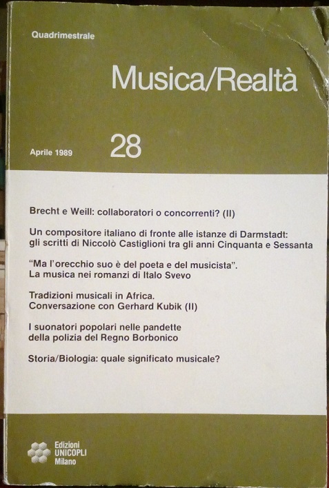 MUSICA/REALTA' - APRILE 1989, NUMERO 28