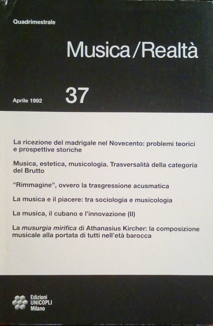 MUSICA/REALTA' - APRILE 1992, NUMERO 37