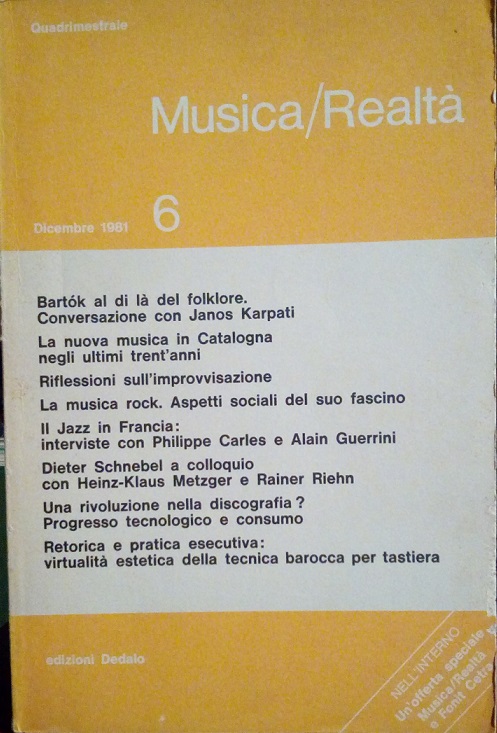 MUSICA/REALTA' - DICEMBRE 1981, NUMERO 6