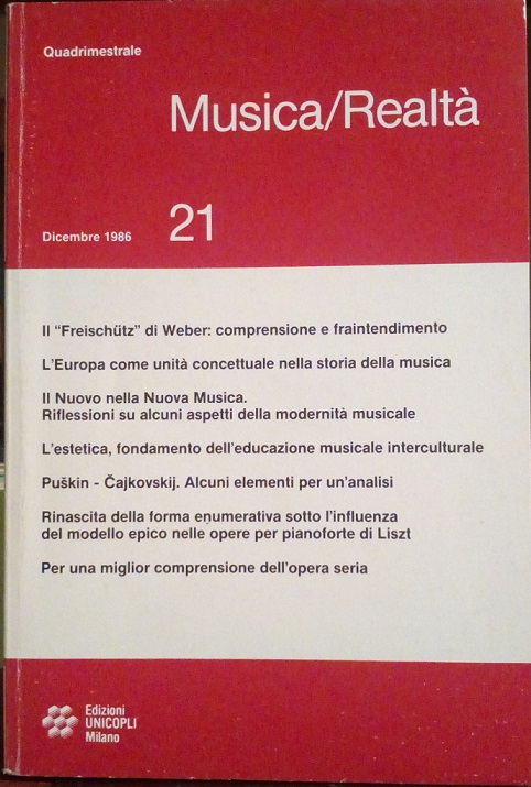 MUSICA/REALTA' - DICEMBRE 1986, NUMERO 21