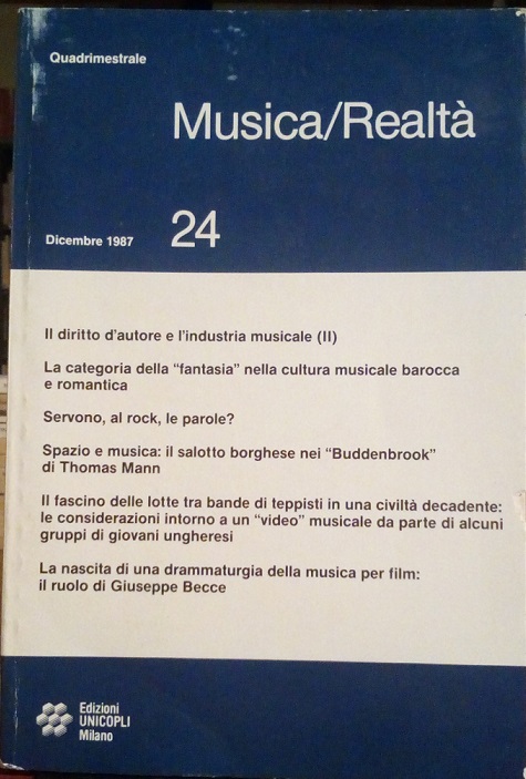MUSICA/REALTA' - DICEMBRE 1987, NUMERO 24