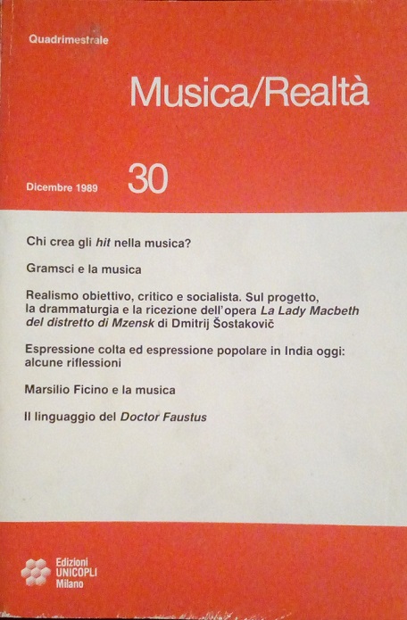 MUSICA/REALTA' - DICEMBRE 1989, NUMERO 30