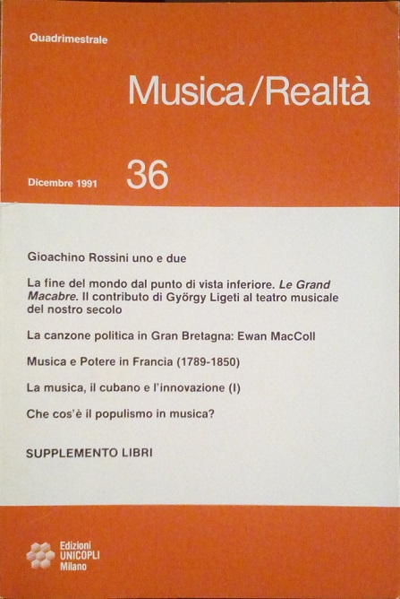 MUSICA/REALTA' - DICEMBRE 1991, NUMERO 36