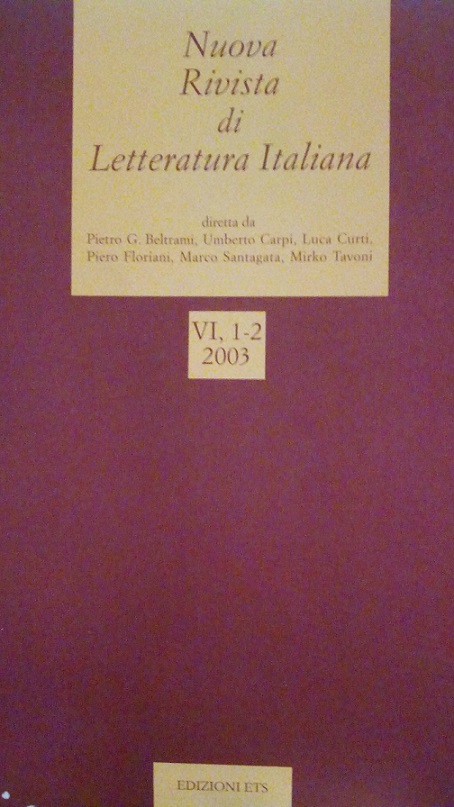NUOVA RIVISTA DI LETTERATURA ITALIANA 1-2 - 2003