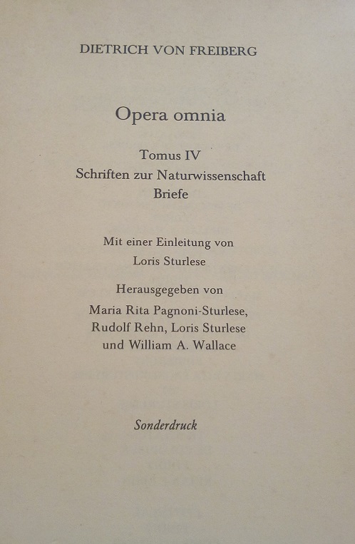 OPERA OMNIA, TOMUS IV, SCHRIFTEN ZUR NATURWISSENSHAFT BRIEFE - SONDERDRUCK …