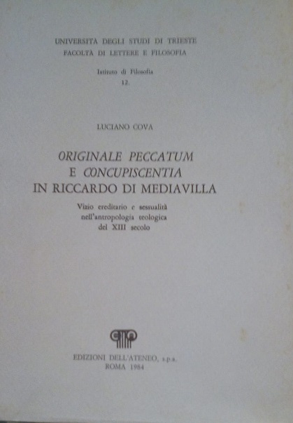 ORIGINALE PECCATUM E CONCUPISCENZA IN RICCARDO DI MEDIAVILLA