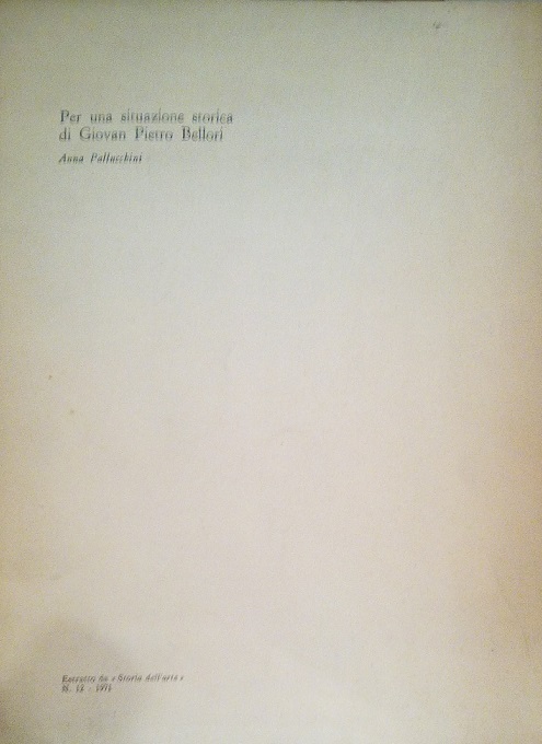 PER UNA SITUAZIONE STORICA DI GIOVAN PIETRO BELLORI