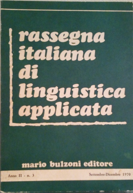 RASSEGNA ITALIANA DI LINGUISTICA APPLICATA - ANNO II - N.3