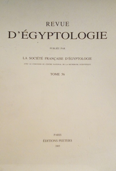 REVUE D'EGYPTOLOGIE - TOME 56
