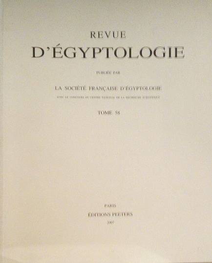 REVUE D'EGYPTOLOGIE - TOME 58
