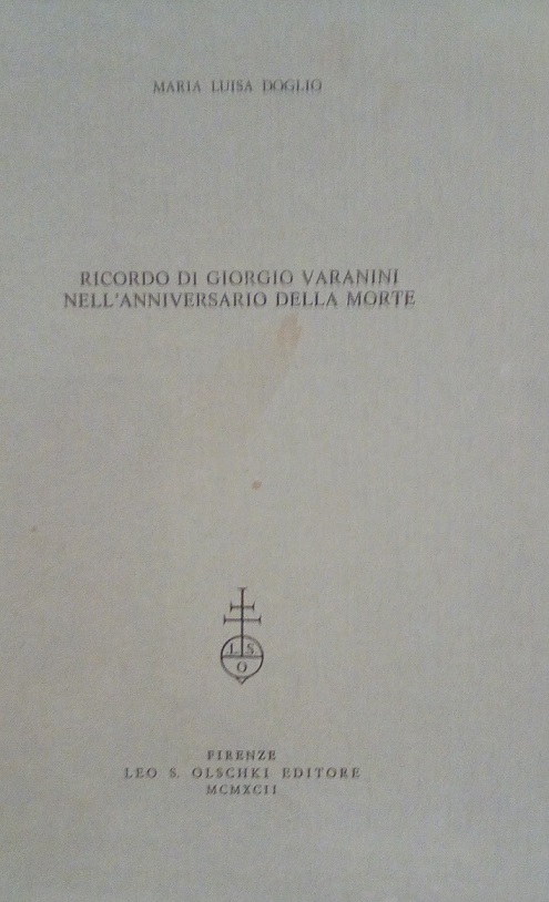 RICORDO DI GIORGIO VARANINI NELL'ANNIVERSARIO DELLA MORTE - ESTRATTO DA …