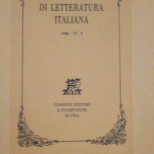 RIVISTA DI LETTERATURA ITALIANA - ANNO 1986 - IV, 2