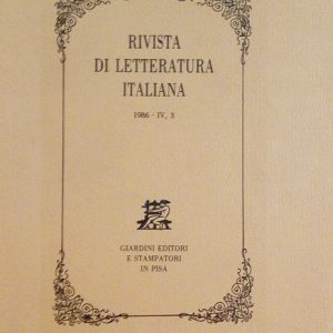RIVISTA DI LETTERATURA ITALIANA - ANNO 1986 - IV, 3