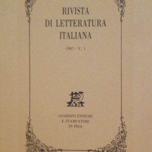 RIVISTA DI LETTERATURA ITALIANA - ANNO 1987 - V, 1