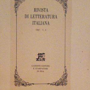 RIVISTA DI LETTERATURA ITALIANA - ANNO 1987 - V, 2