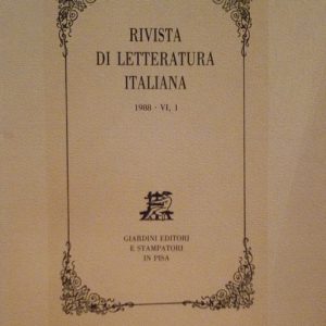 RIVISTA DI LETTERATURA ITALIANA - ANNO 1988 - VI. 1