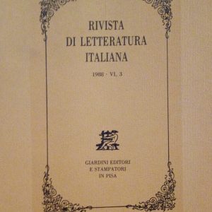 RIVISTA DI LETTERATURA ITALIANA - ANNO 1988 - VI, 3