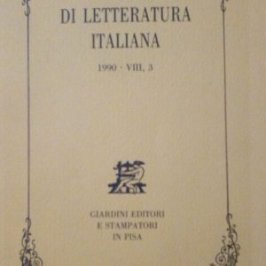 RIVISTA DI LETTERATURA ITALIANA - ANNO 1990 - VIII, 3