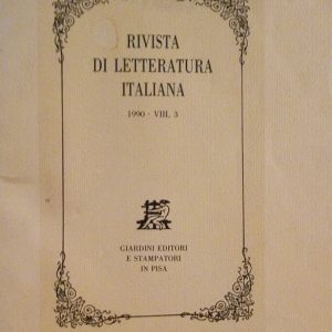 RIVISTA DI LETTERATURA ITALIANA - ANNO 1990 - VIII, 3