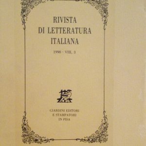 RIVISTA DI LETTERATURA ITALIANA - ANNO 1990 - VIII, 3