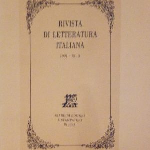RIVISTA DI LETTERATURA ITALIANA - ANNO 1991, IX, 3