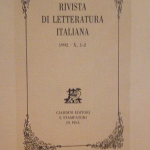 RIVISTA DI LETTERATURA ITALIANA - ANNO 1992 - X, 1-2