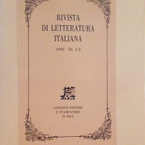 RIVISTA DI LETTERATURA ITALIANA - ANNO 1993 - XI, 1-2
