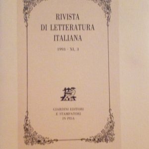 RIVISTA DI LETTERATURA ITALIANA - ANNO 1993 - XI, 3