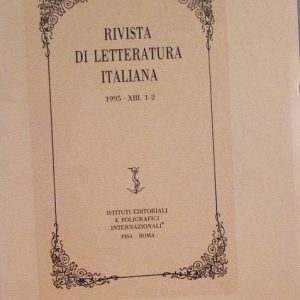 RIVISTA DI LETTERATURA ITALIANA - ANNO 1995 - XIII, 1-2
