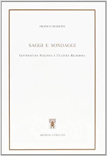 SAGGI E SONDAGGI - LETTERATURA ITALIANA E CULTURA RELIGIOSA