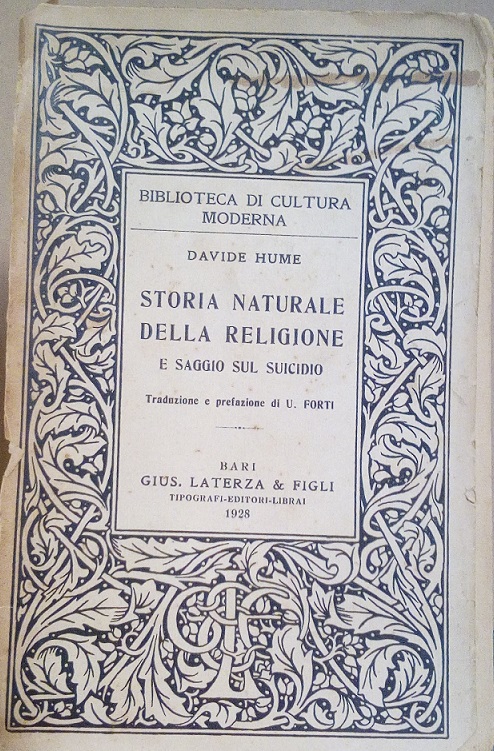 STORIA NATURALE DELLA RELIGIONE E SAGGIO SUL SUICIDIO