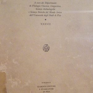 STUDI CLASSICI E ORIENTALI - VOLUME XXXVII - 1987