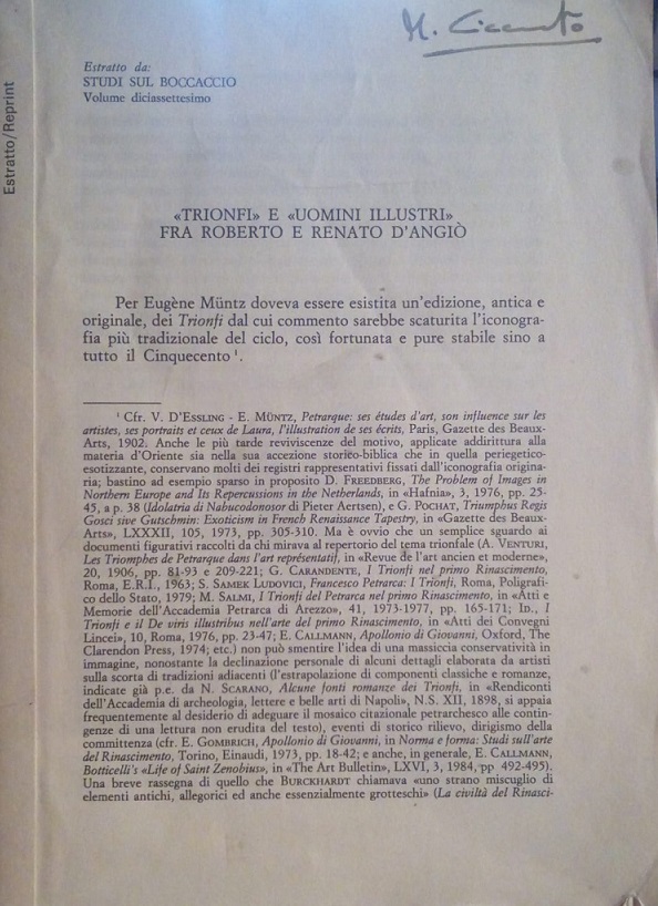 TRIONFI E "UOMINI ILLUSTRI" FRA ROBERTO RENATO D'ANGIO' - ESTRATTO …