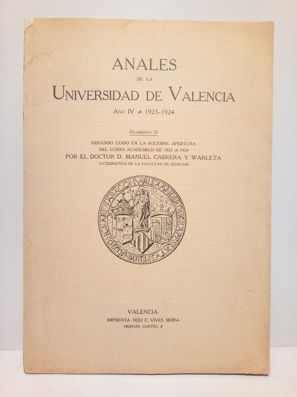 Anales de la Universidad de Valencia. Año IV, 1923-1924. Cuaderno …
