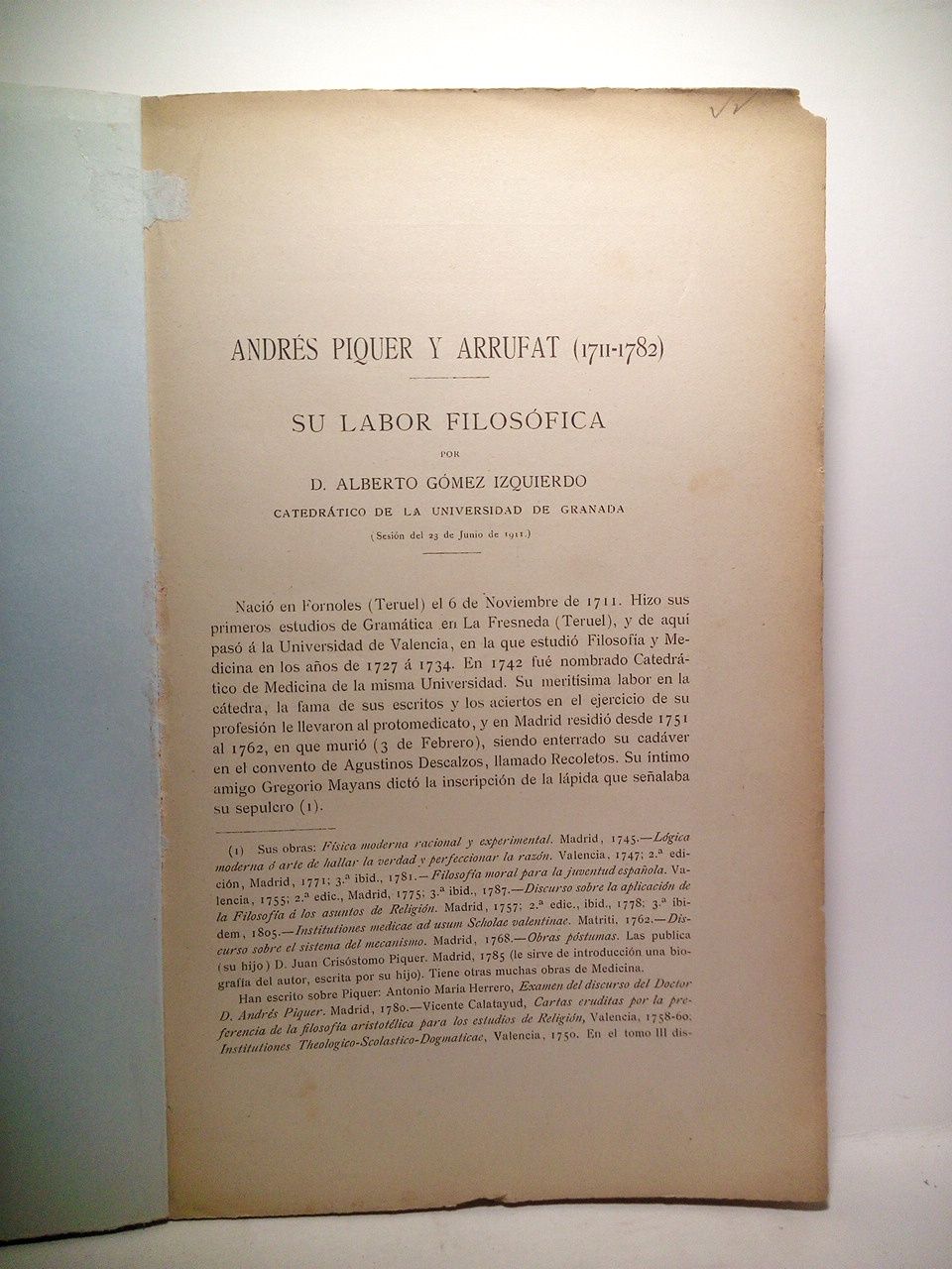 Andrés Piquer y Arrufat (1711-1782): Su labor filosófica