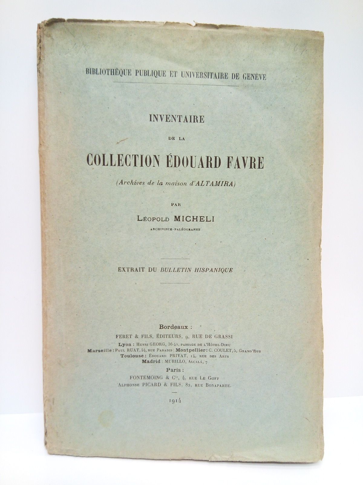 Bibliothèque Publique et Universitaire de Genève: Inventaire de la Collection …