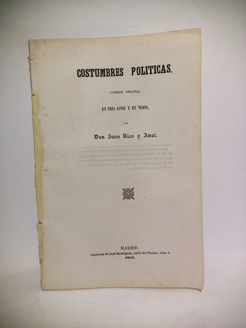 Costumbres políticas. (Comedia original en tres actos y en verso)