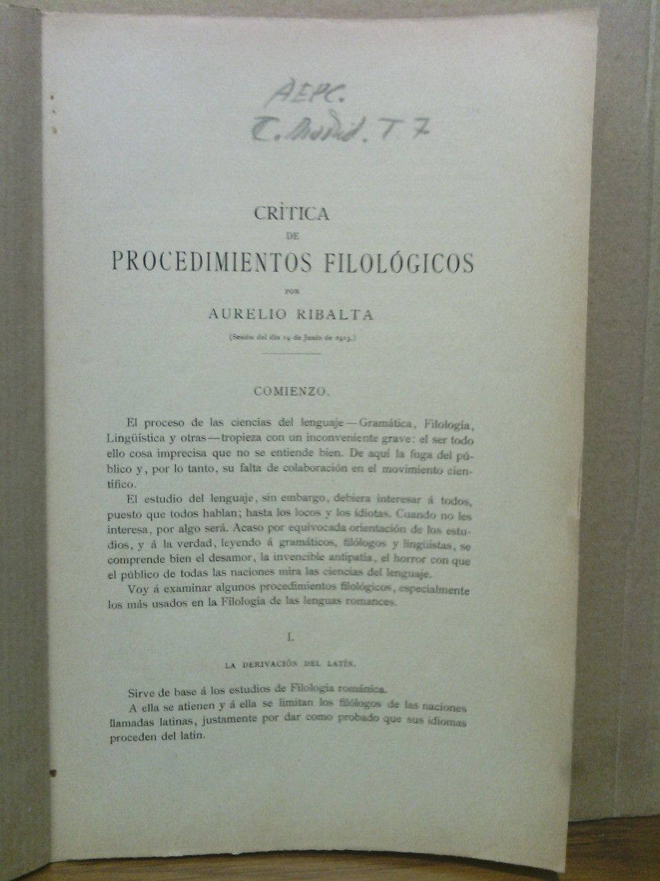 Crítica de procedimientos filológicos