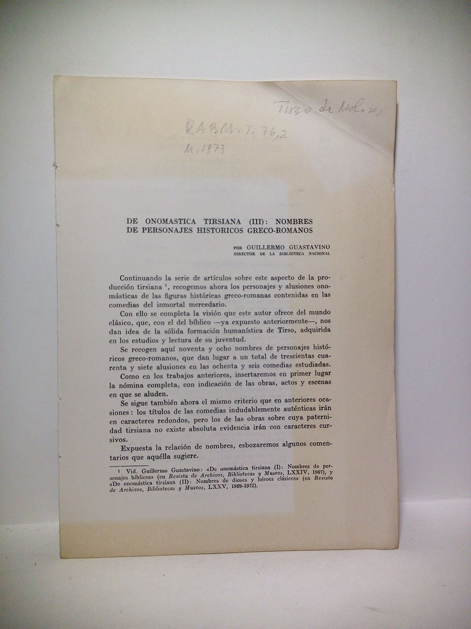 De onomástica tirsiana (III): Nombres de personajes históricos greco-romanos